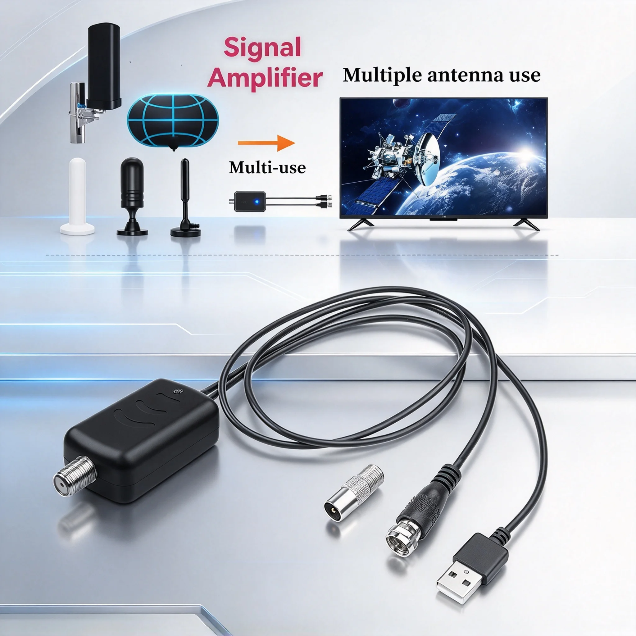 4K HD Digital TV Antenna Amplifier Signal Booster Low Noise High Gain Receiver TV Antenna Accessories Enhance Signal Stability