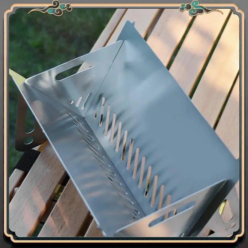 

Premium 2 Models Portable Outdoor Folding Card Stove Stainless Steel Barbecue Stove Firewood Camping Supplies Charcoal Stove