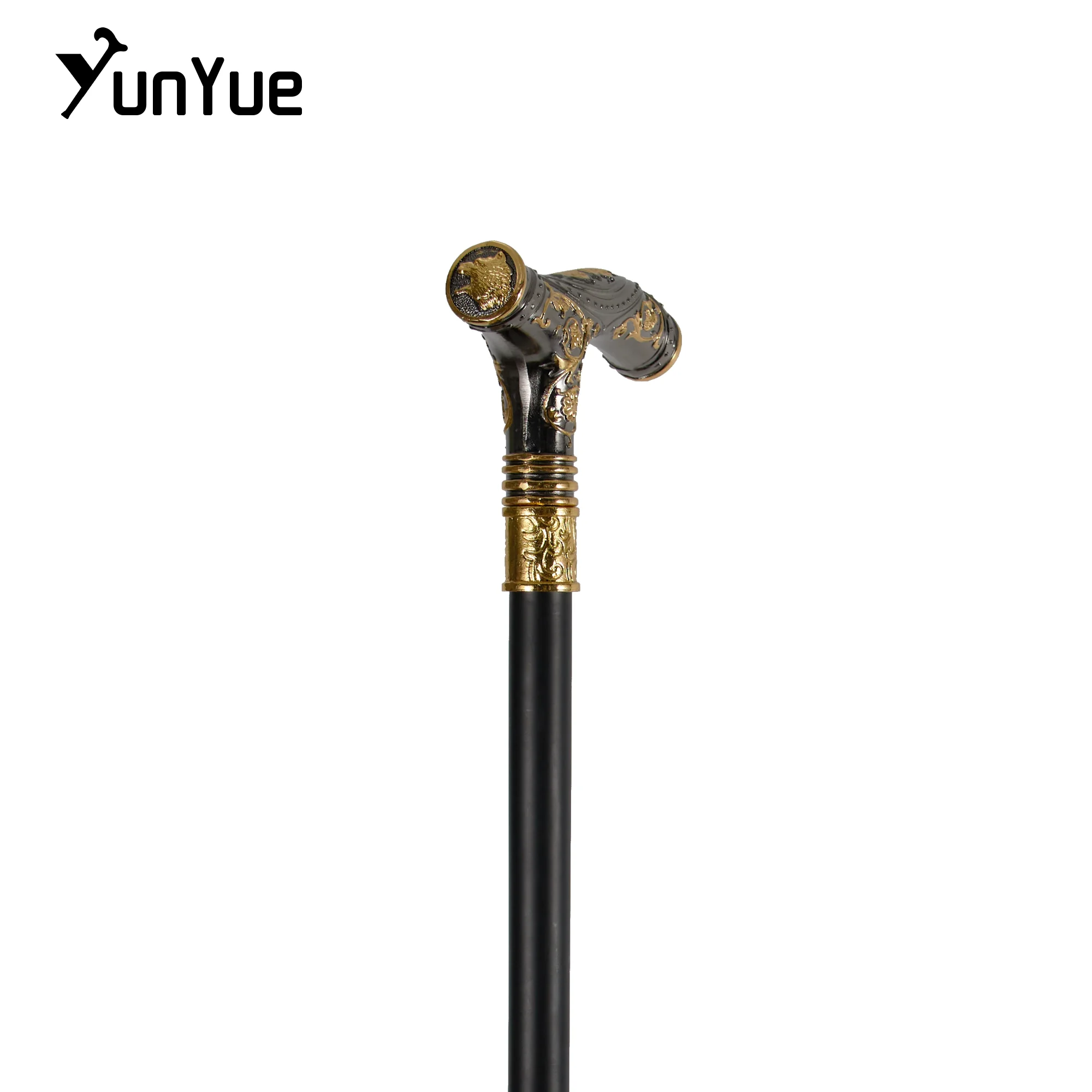 Orsi in oro nero Metalli intagliati Canna da passeggio Collezioni di gentiluomini Bastone da passeggio elegante alla moda Puntelli per film cosplay Canna da festa