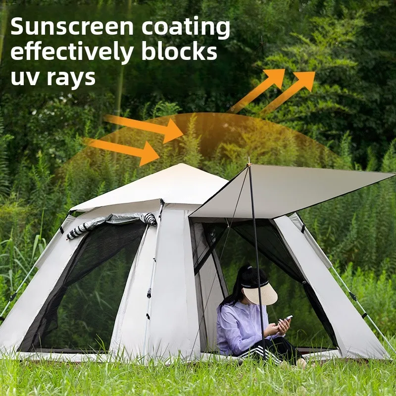 All Weather Automatic Large Beach Tent 34 Person Folding Camping Shelter Easy Setup Rainproof Family Outdoor Shade Canopy view 4