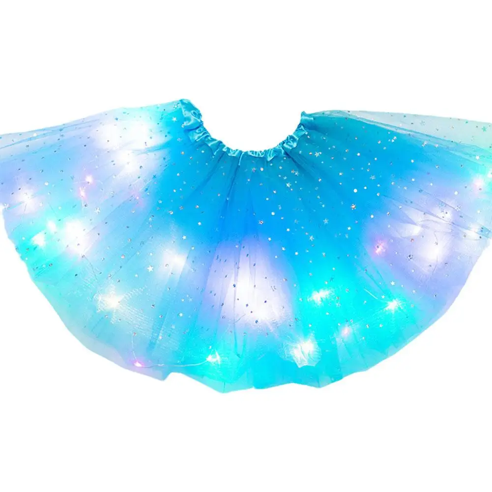 Led Light Rok Kinder Tutu Rok Tule Ballet Accessoires Rok Dancewear Gloeiende Kleding Mini Party Kostuum Q2q7