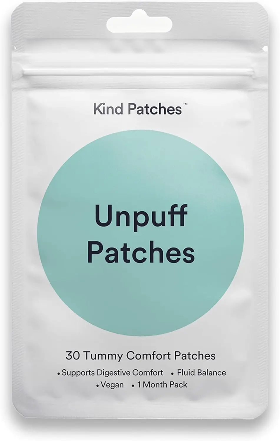 Parches Kind Unpuff con Extracto de Raíz de Diente de León, Hinojo, Alcachofa, Jengibre y Cúrcuma - Vegano - 30 Unidades