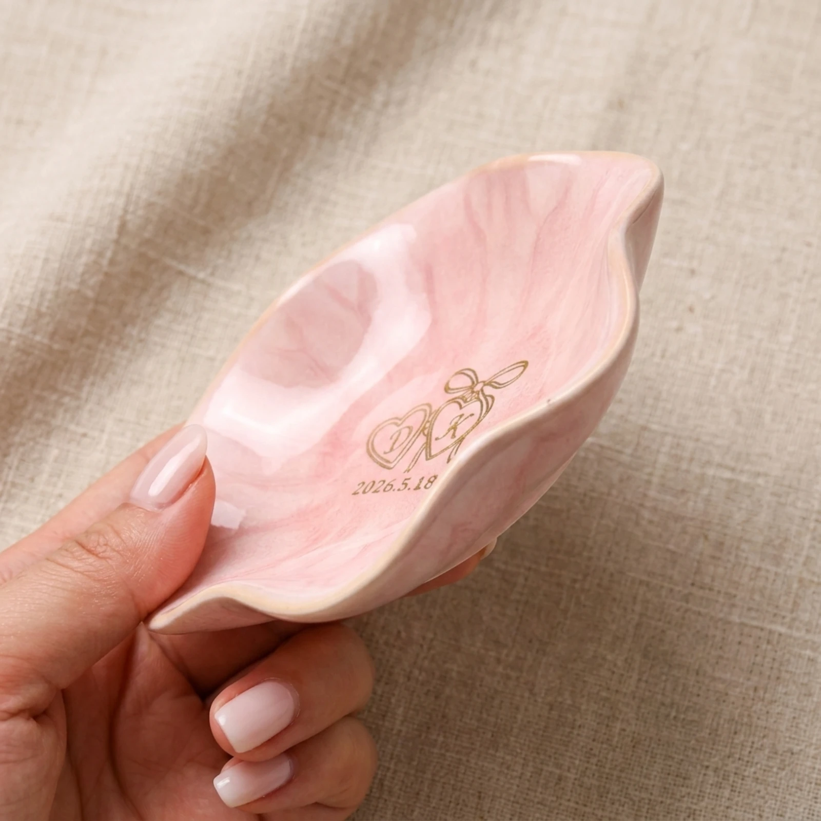 Personalized Ceramic Ring Dish with Custom Initials