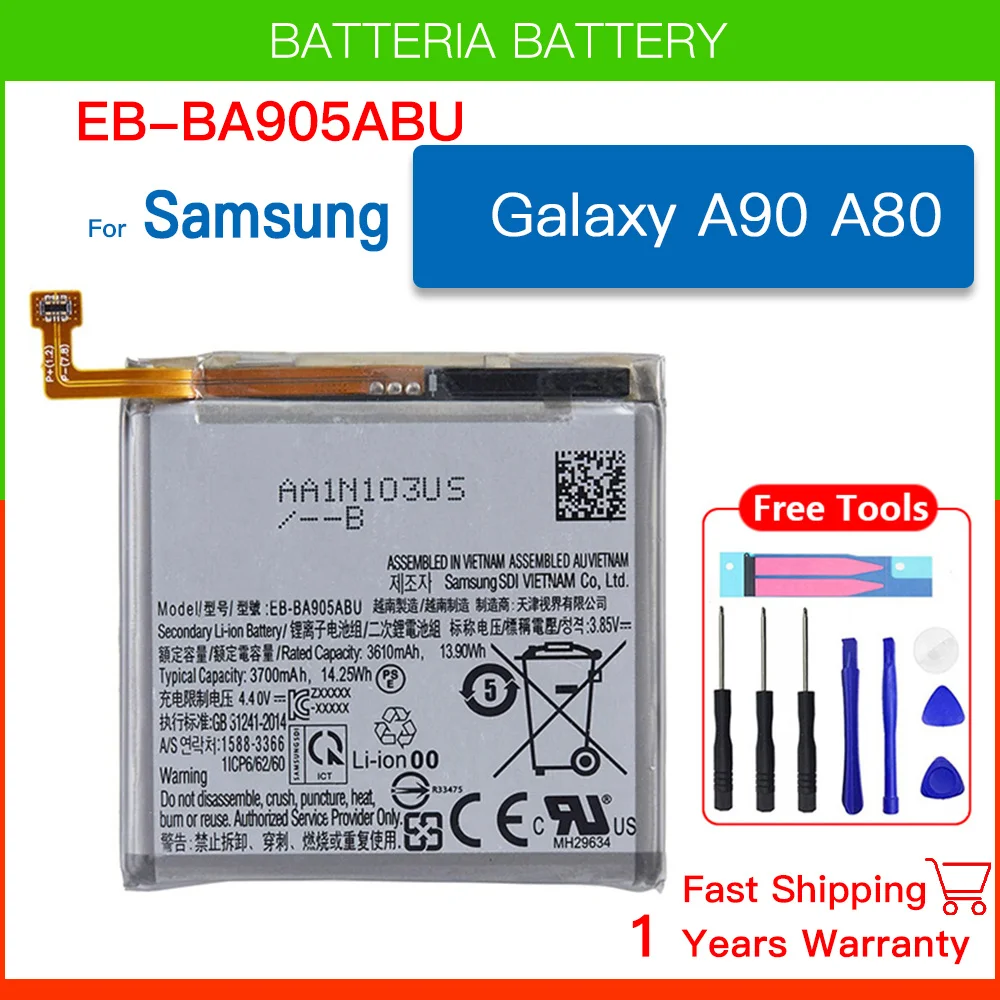 EB-BA905ABU 3700mAh New High Quality Phone Battery For Samsung Galaxy A90 A80 SM-A905F SM-A8050 SM-A805F SM-A805F/DS Batteria