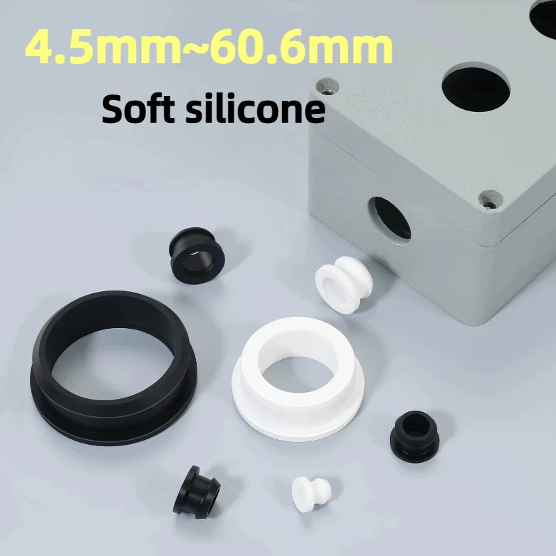 4.5mm~60.6mm Black/White Silicone Rubber Snap-on Grommet Plug Bung Wire Cable Wiring Protect Bushes O-rings Sealed Gasket