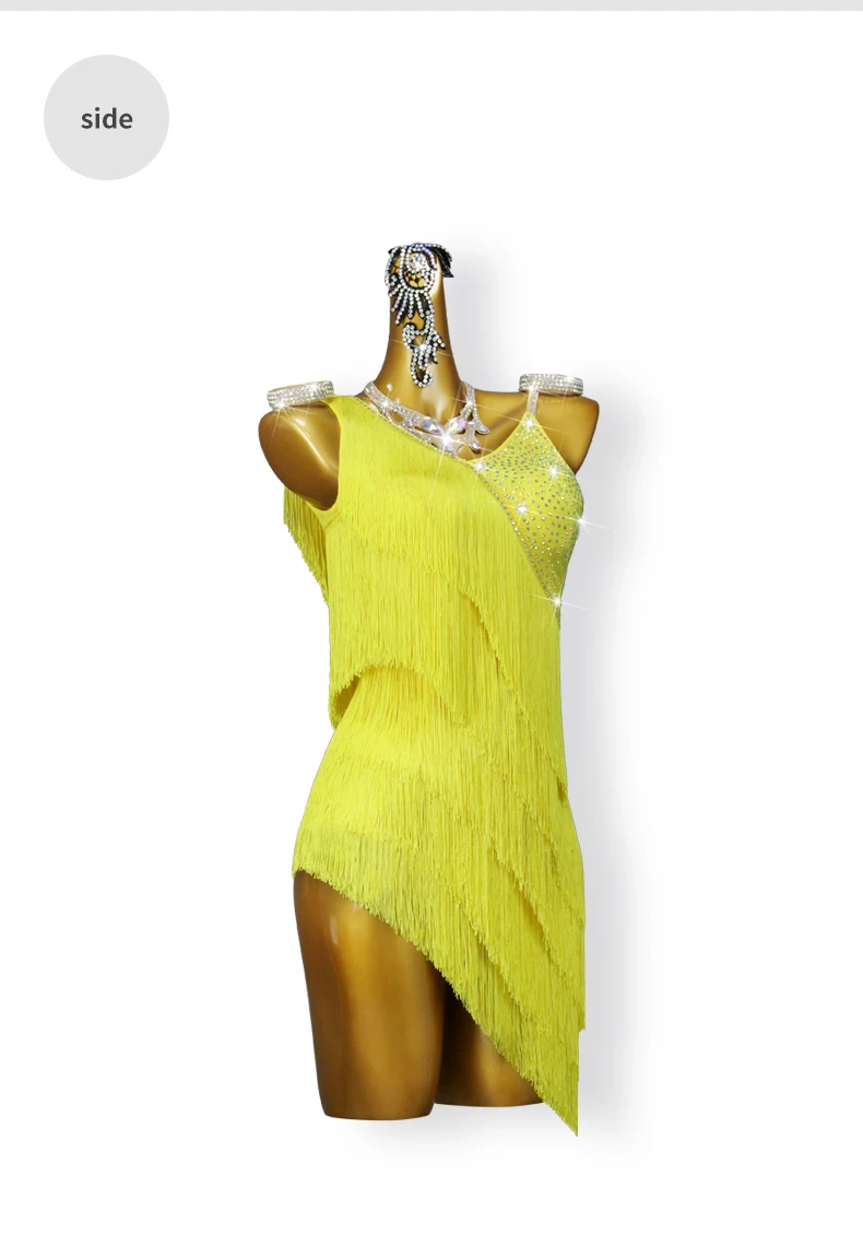 2026 Bühnenkleid für Damen, Lateinamerikanisches Tanzkostüm, Mädchen-Ballroom-Tanzkleidung, Rock, Party- und Übungskleidung, Samba, Abschlussball, Sport, Fransenanzug – Detail 9