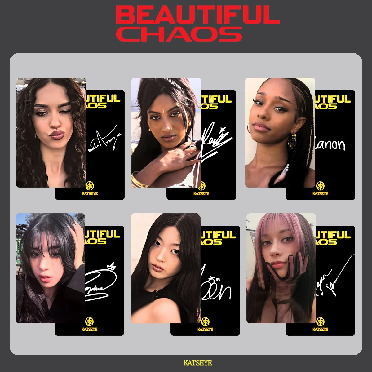 6pcs/set KPOP KATSEYE BEAUTIFUL CHAOS Album Photocards 50KTWON BINDER SWPOPUP POb Benefit Cards EYEKONS Fan Collectible - Image 5