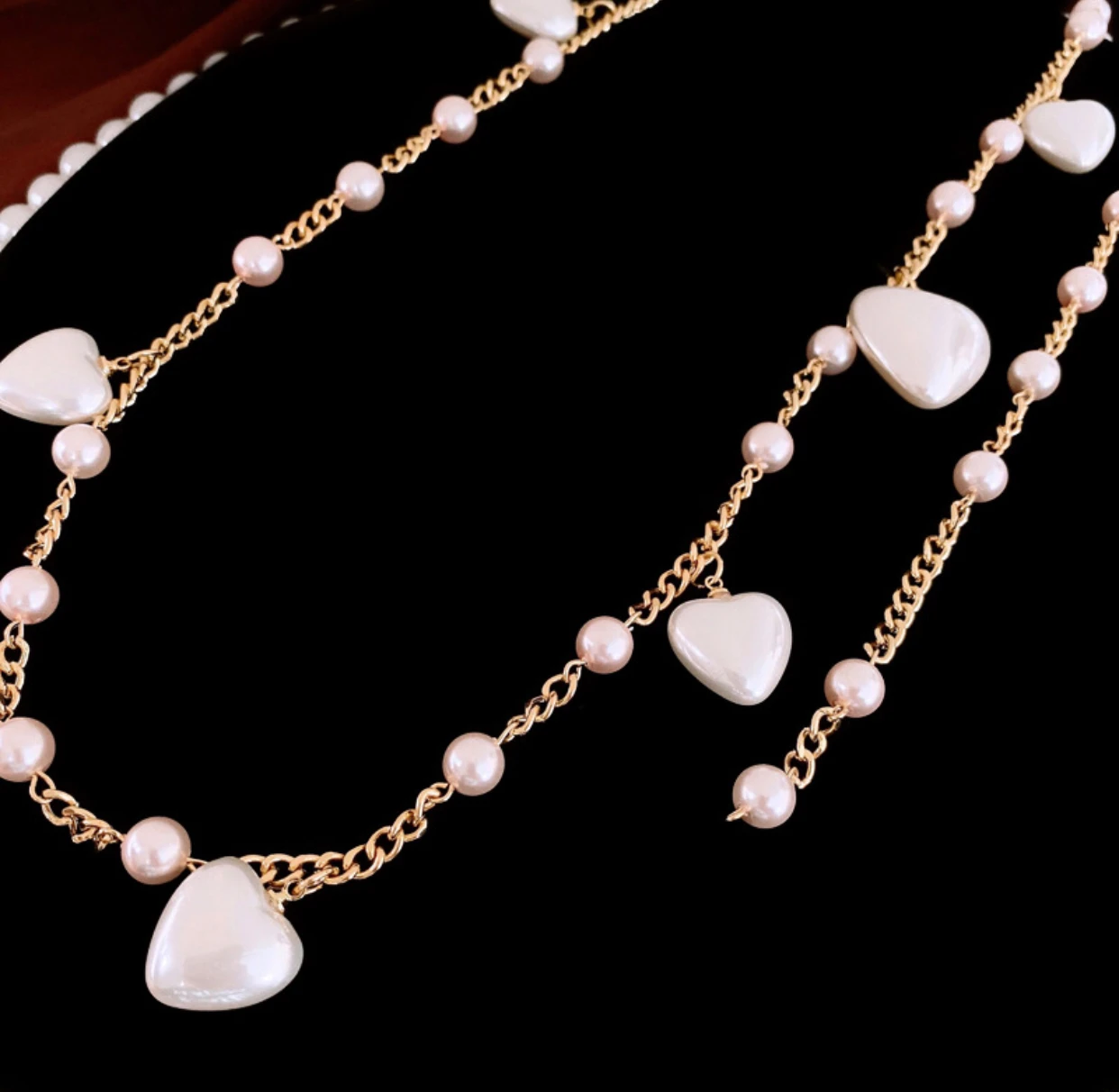 

99 cm luxurious heart-shaped pearl waist chain retro design sense body chain multifunctional high-end sense accessory