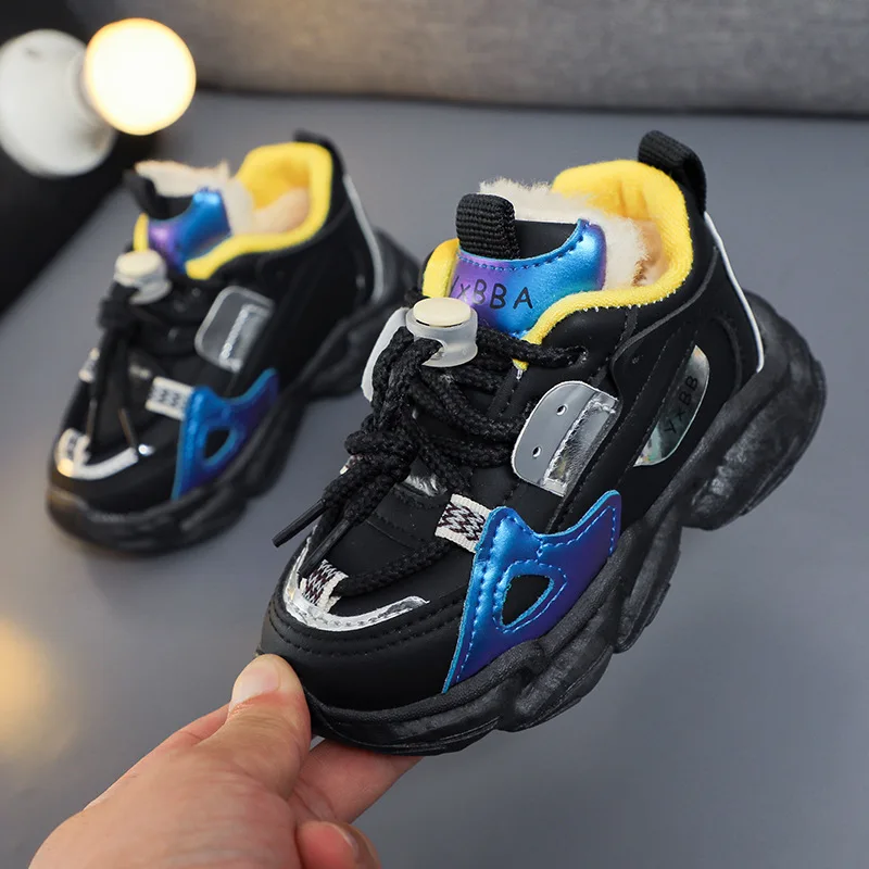 Boys Sports Cotton Shoes Winter New Children's Warm Sneaker Girl Baby Daddy Large Thickened Snowshoes XZ283