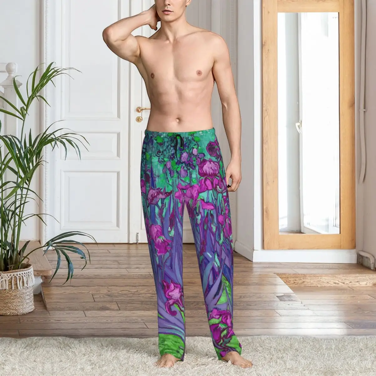 Custom Printed Men Vincent Van Gogh Pajama Pants Impressionist Painter Sleepwear Sleep Lounge Bottoms with Pockets view 6