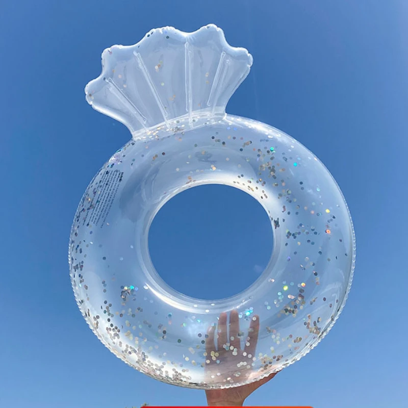 Children's Summer Water Amusement Accessories Ins Sequin Shell Swimming Ring Inflatable Thickened Sitting Ring Baby Lying Ring