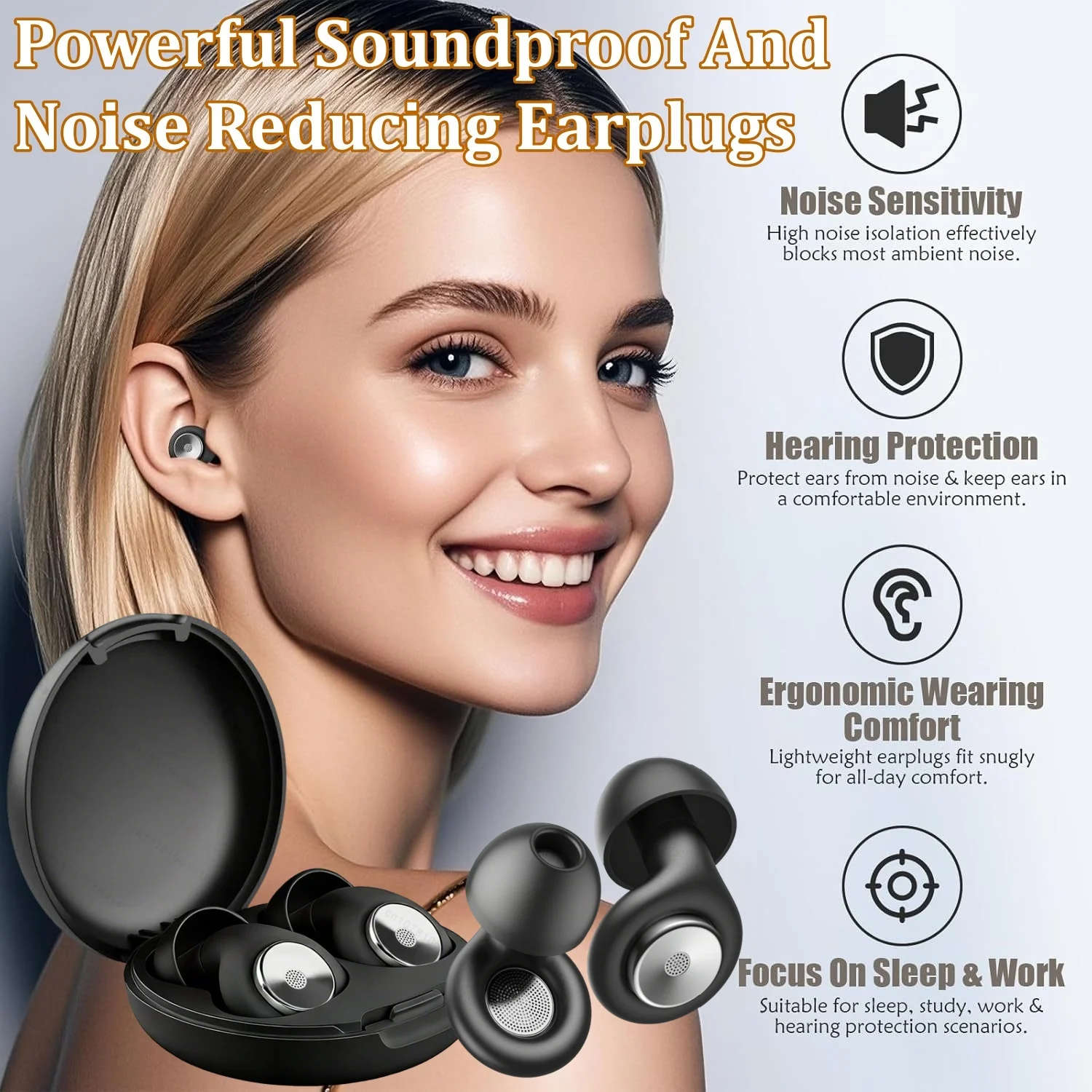 

Ear Plugs for Sleeping Noise Cancelling Earplugs for Noise Reduction Perfect for Focus and Relaxation/work, Travel, Airplane