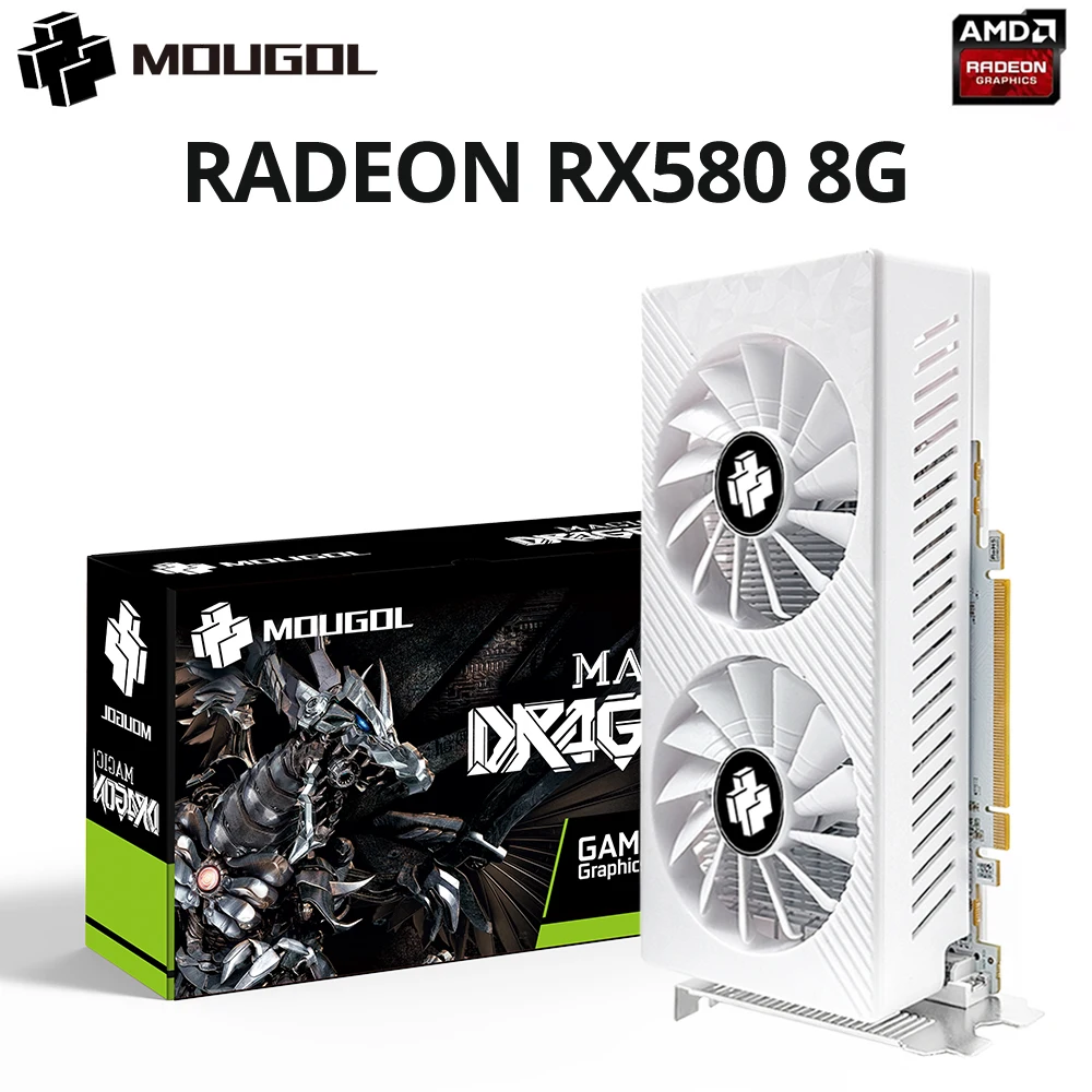 

Видеокарта MOUGOL AMD Radeon RX580 8 ГБ GDDR5 Память 2048SP 256 бит PCI-E3.0x16 GPU DP DVI для компьютерной игровой видеокарты