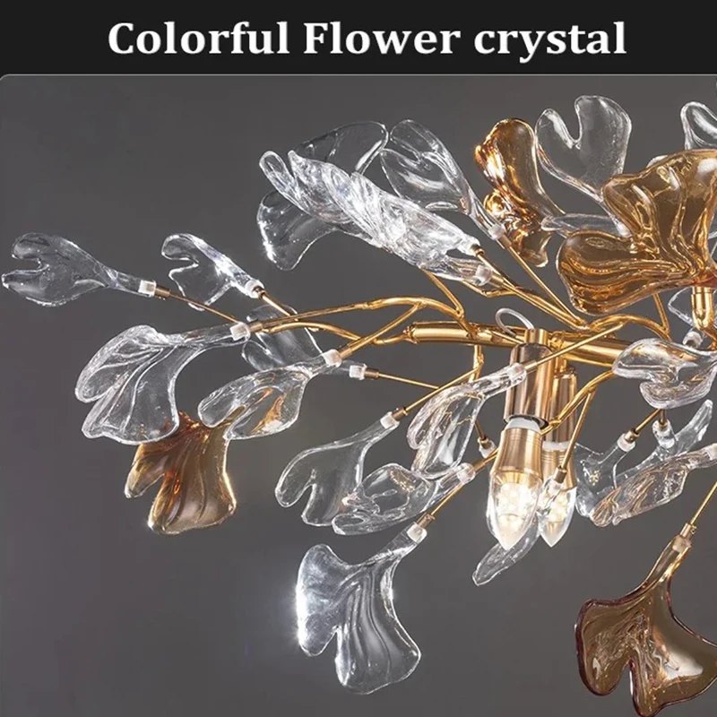 ثريا كريستال ملونة إبداعية لغرفة المعيشة وغرفة الطعام وغرفة النوم والمطعم ديكور داخلي ثريا سقف فاخرة على شكل أوراق زجاجية