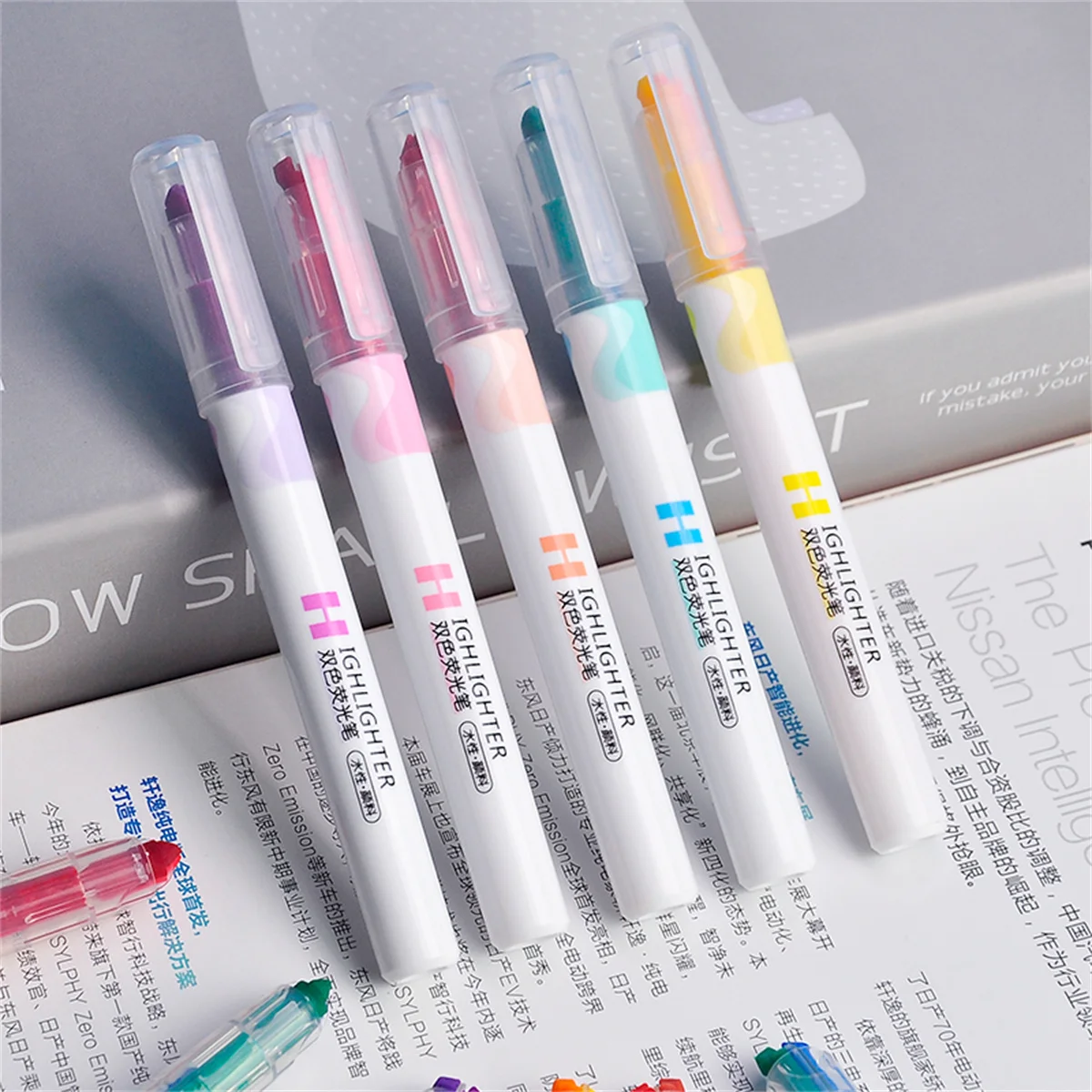 Highlighter Mark+Two Tone Marker 0.4mm Color Student Hand Account Kawaii School Supplies