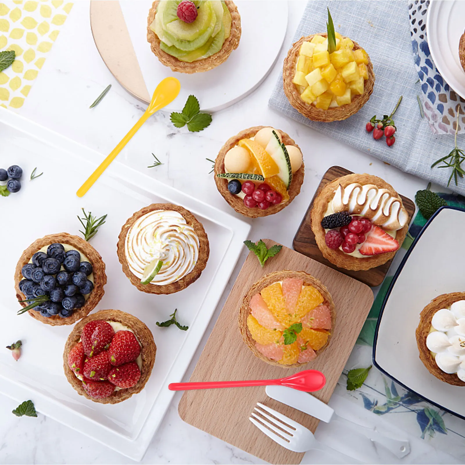 

8pcs Mixing Spoons Melamine Stirring Spoon For Coffee Tea Smooth Lightweight Kitchen Gadgets Food Spoon Portable Teaspoon