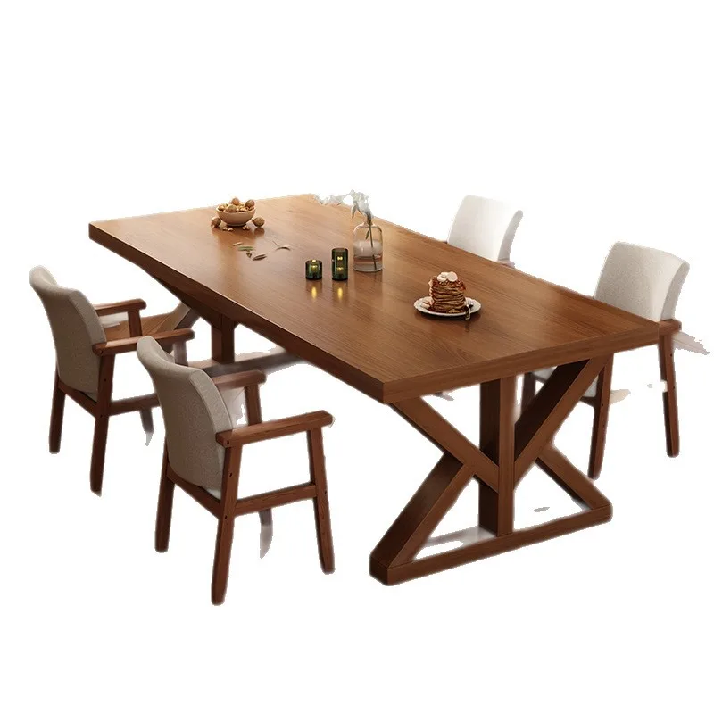 

Большой обеденный стол из массива дерева, прямоугольный обеденный стол с бревенчатым ветром