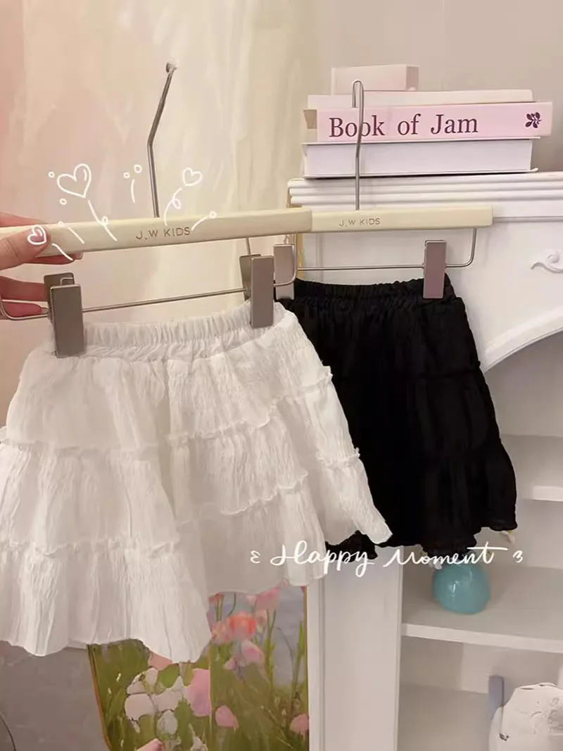 MILANCEL New Summer Girls Short Skirt Kids Cute Solid Color Skirt Children Lace Cake Skirt