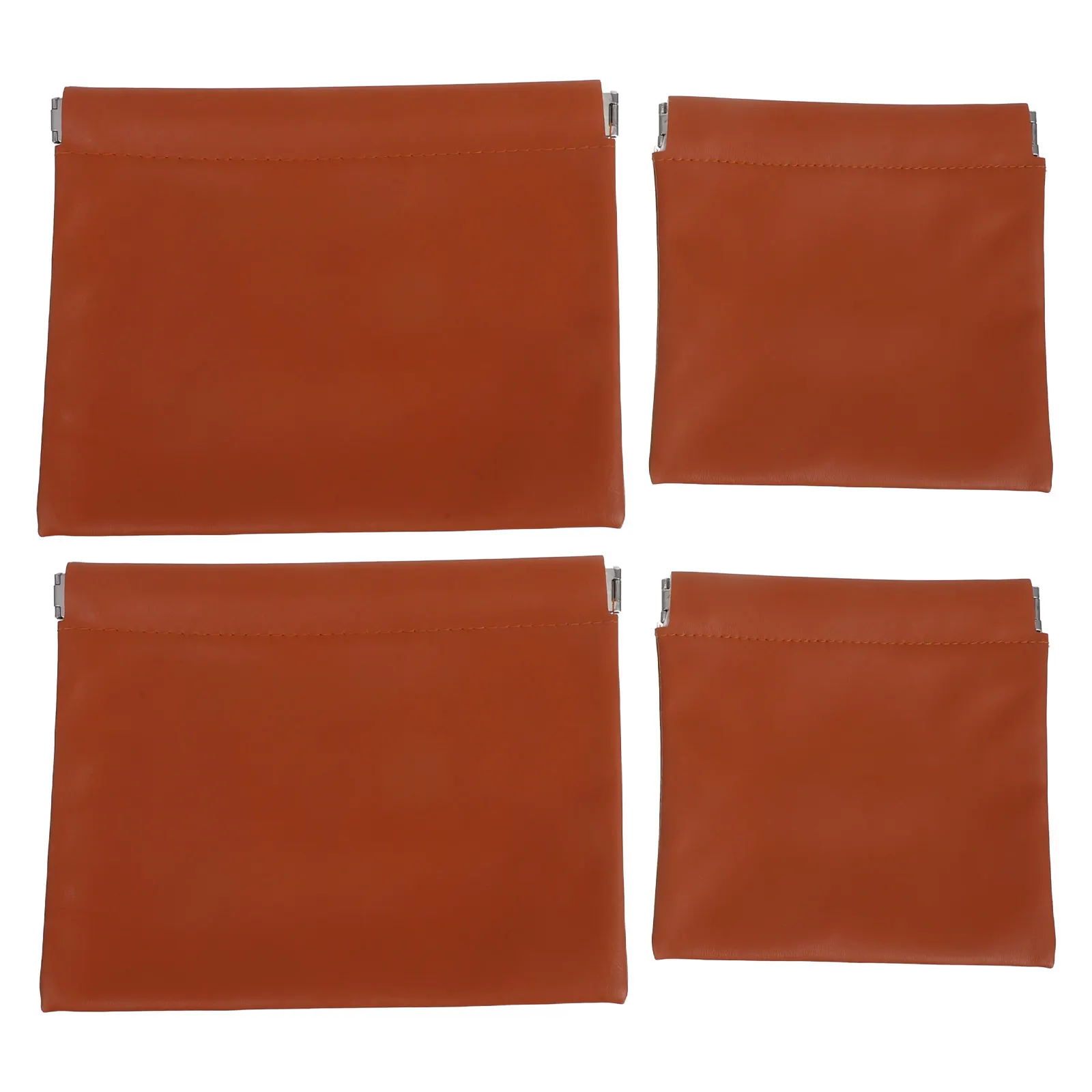 

4Pcs Travel Jewelry Pouch Self Closing Small Makeup Bag for Handbag Automatic Closure PU Organiser Pouch Portable Compact Size