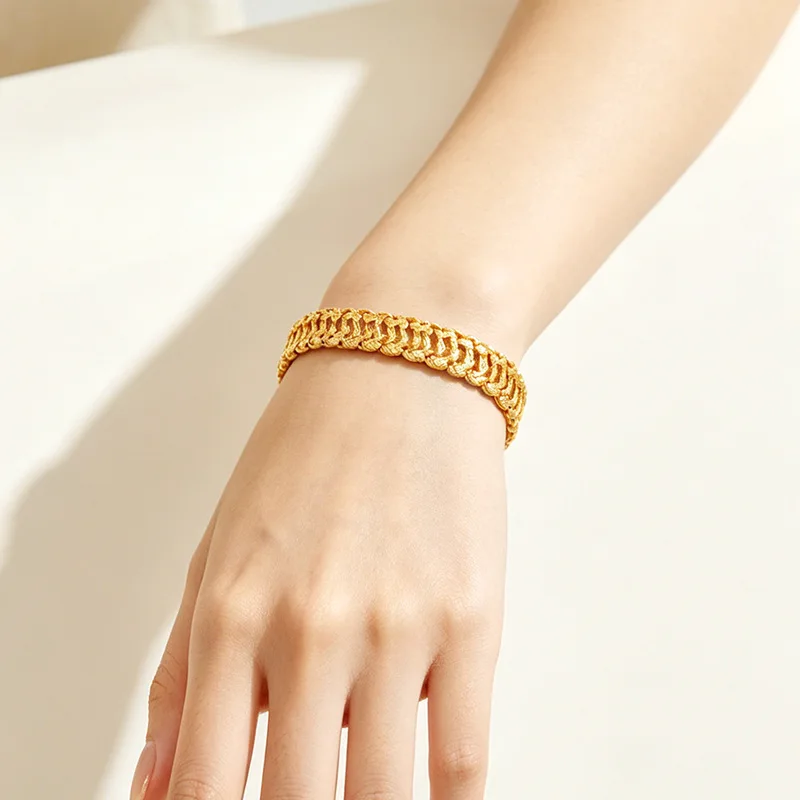 Smooth Mild Watch Strap Bracelet For Men 24K Gold AU999 rounded polished edges protect delicate wrist skin all day