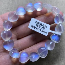 Natural Moonstone Blue Light Clear Barrel Beads Bracelet 10x10mm Women Jewelry Moonstone Carved Beads AAAAA