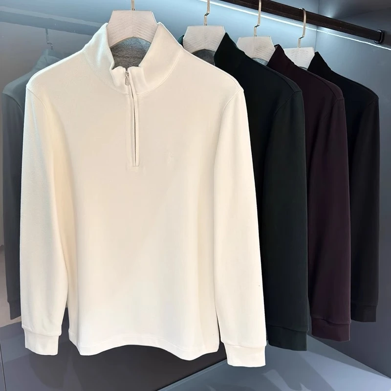 

BC semi-zipper turtleneck embroidered old money wind long-sleeved T-shirt