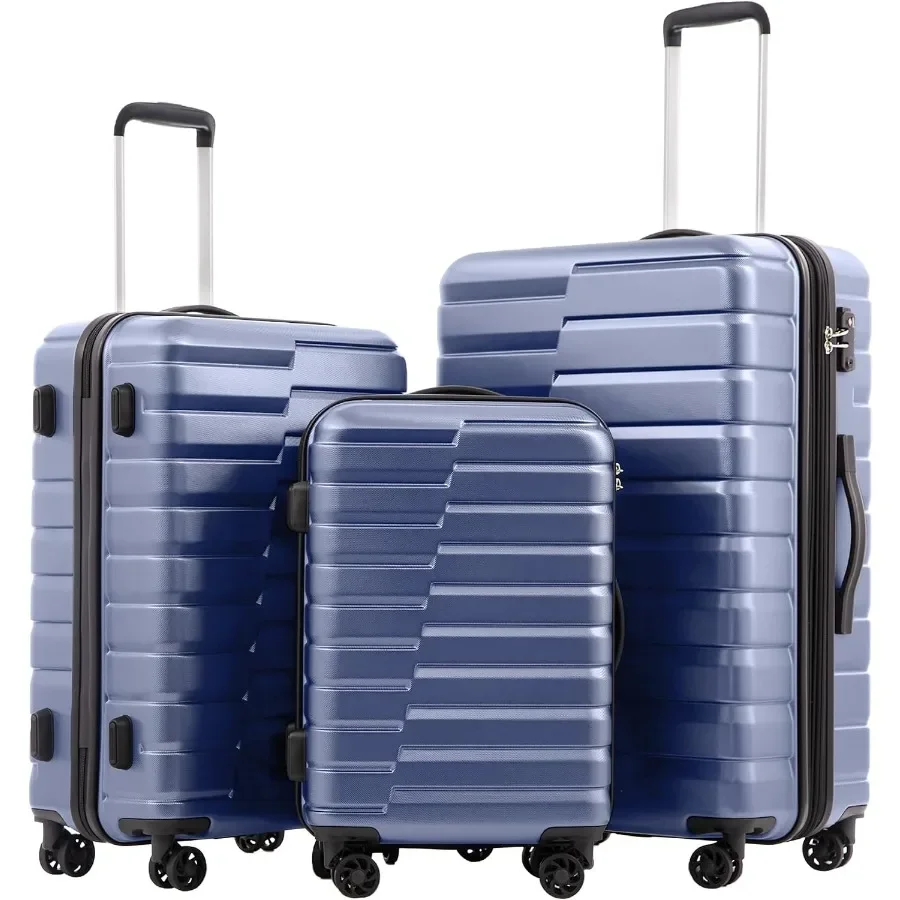 Lightweight Luggage with TSA Lock,3 Piece Set Blue