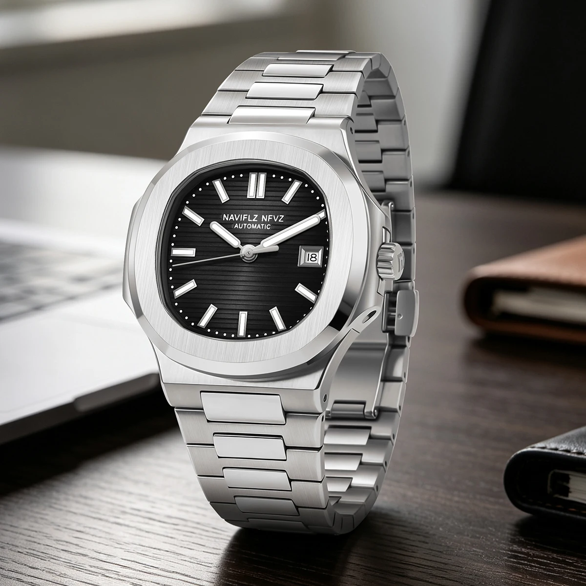 2026 New Fashion NAVIFLZ NFVZ Hot‑Sell Men's Automatic Mechanical Watch 40MM 50M Waterproof Stainless Steel Men Wristwatch Japan