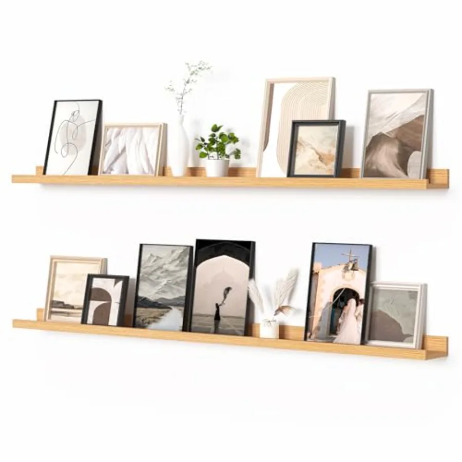

Picture Ledge Shelf Floating Shelves Set of 2 56 Inches Picture Shelf for Wall with Ledge Bookshelf Wall Mounted for Living Roo