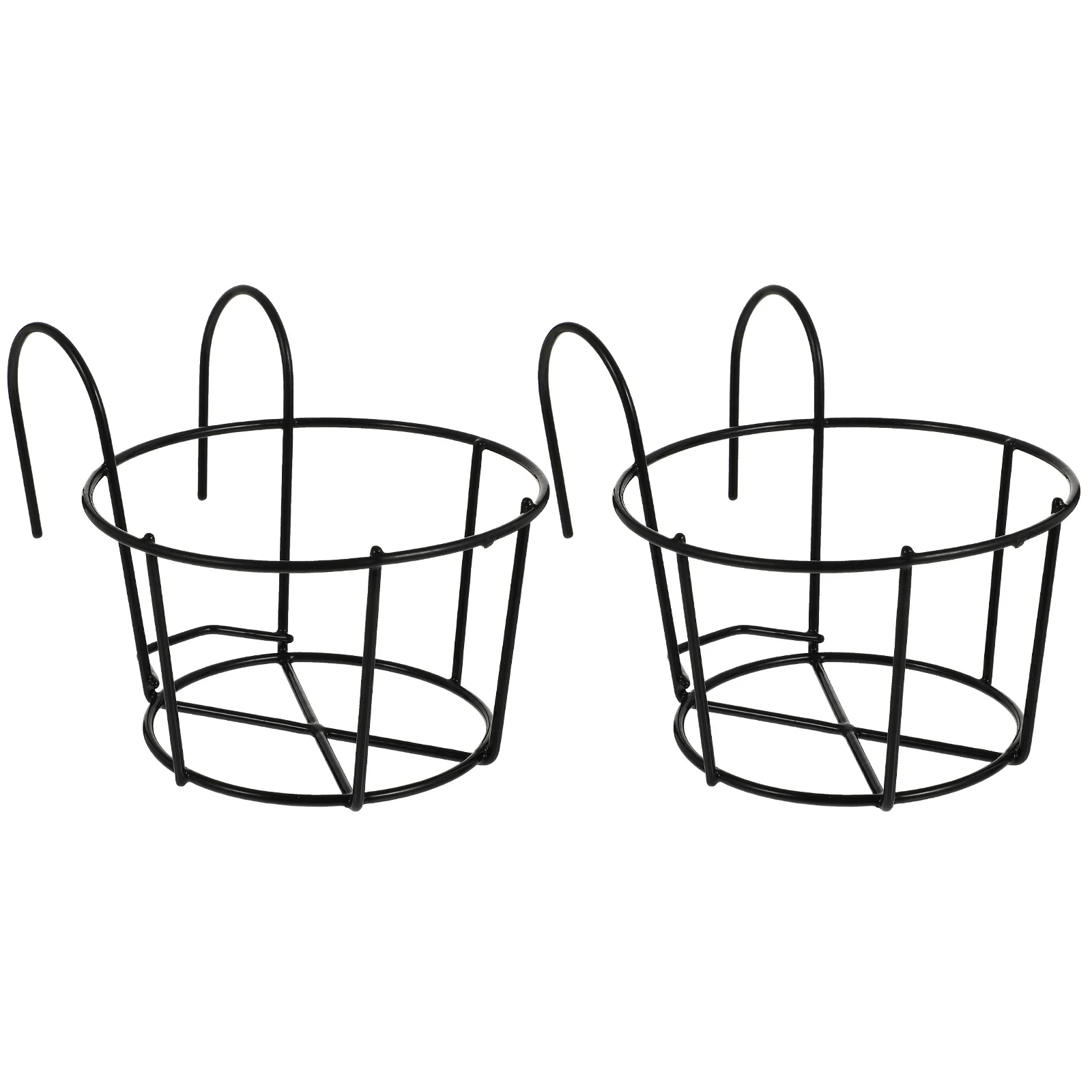 

2 Pcs Railing Plant Pot Basket Bonsai Hanging Wall Mounted Clothes Rack Flowerpot Stand