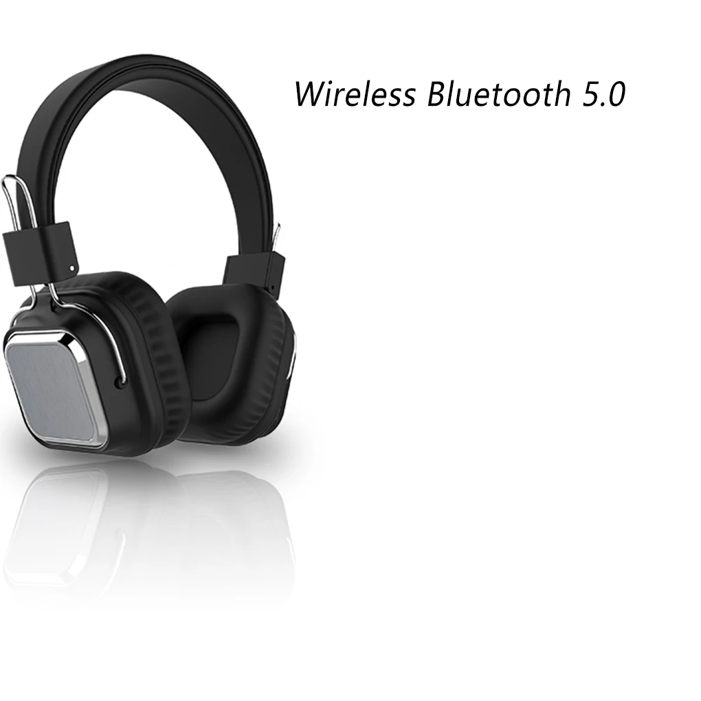 

Wireless Headphone Bluetooth-compatible 5.0 Stereo FM Support Headsets with Mic Headset for Office Home Music Black