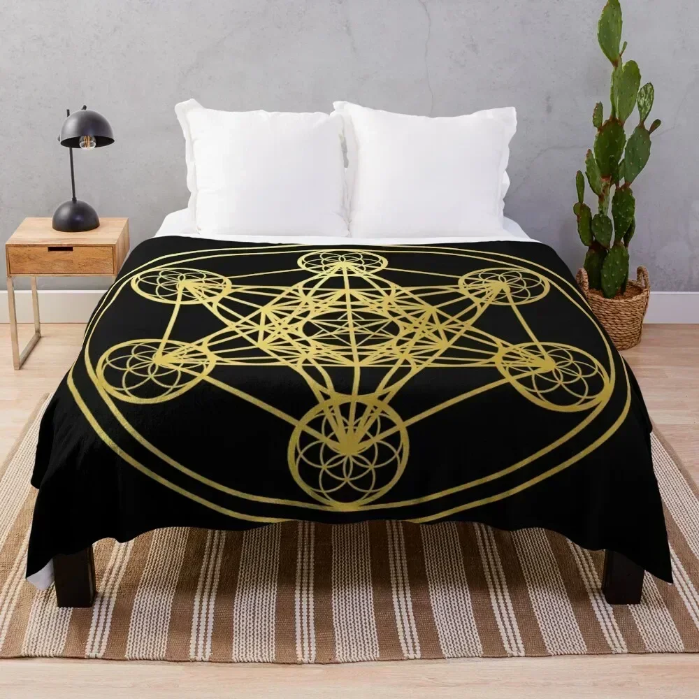 

Metatrons Cube gold sacred geometry mandala esoteric symbol Kabbalah Throw Blanket