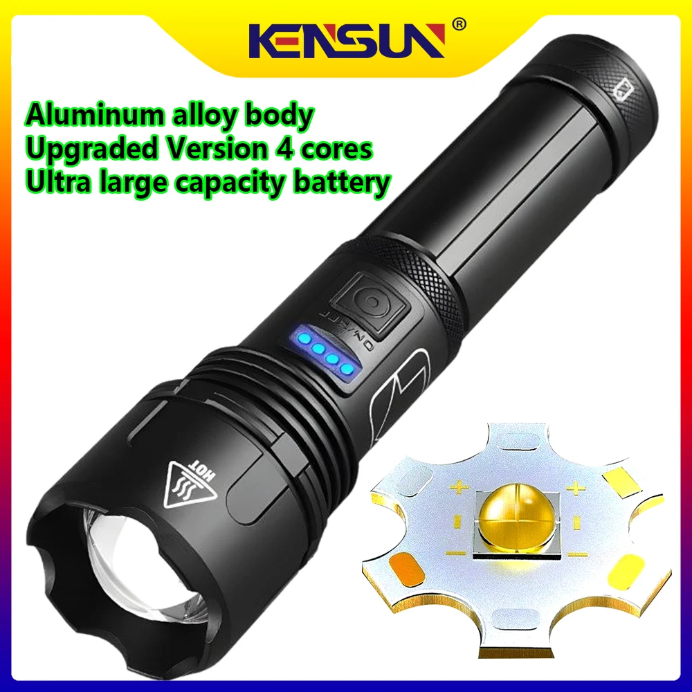 

Металлический супер яркий светодиодный фонарик дальнего действия, тактический светильник, перезаряжаемый светильник, зум-фонарик, фонарь для кемпинга, уличный водонепроницаемый