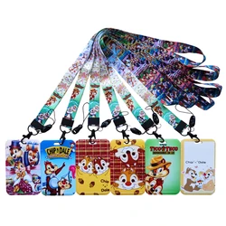 Disney Chip Dale Women Card Holder Lanyards Girls Neck Strap Credit Card Case Boys ID Badge Holder Credentials Retractable Clip
