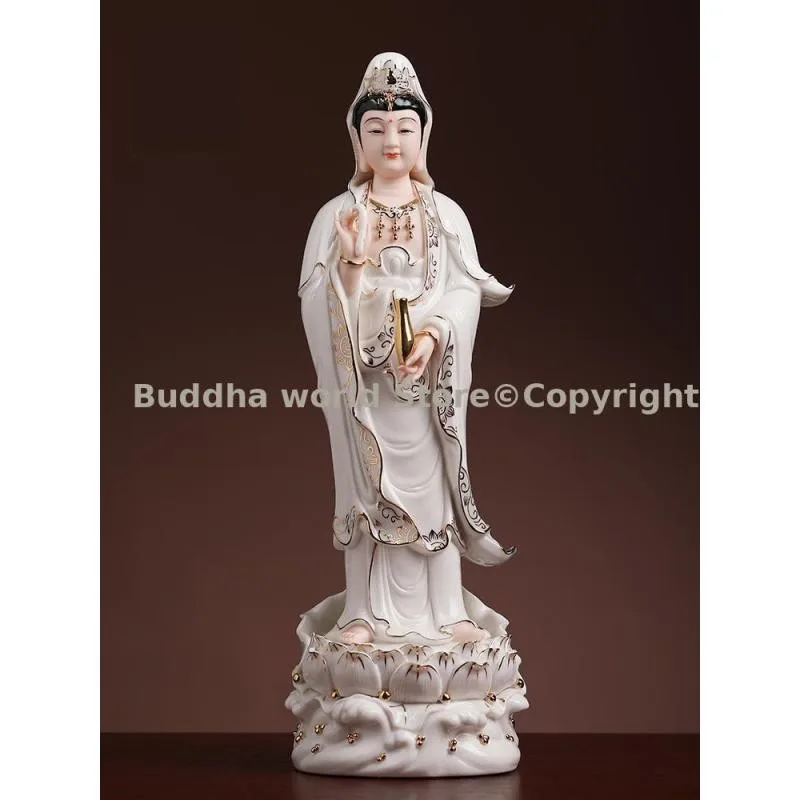Standing Guanyin Bodhisattva Avalokitesvara TOP High grade Porcelain Buddha statue Asia Temple Family worship safety health