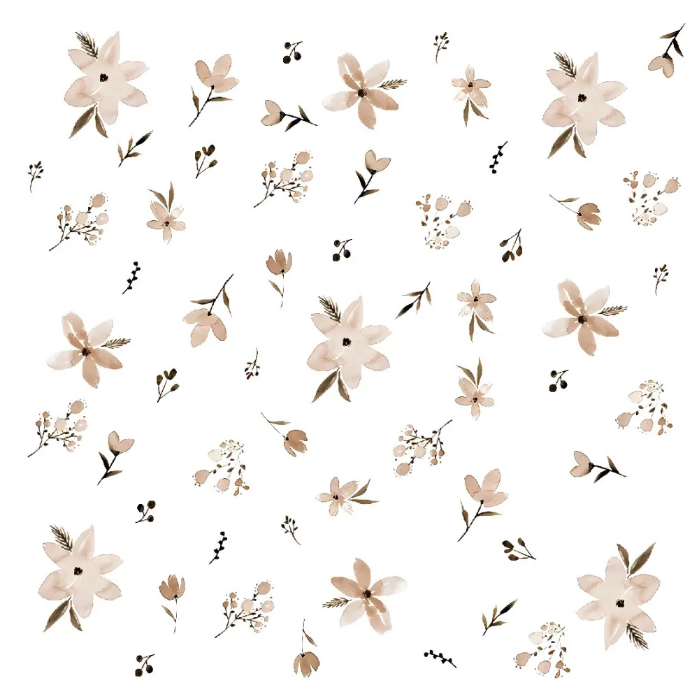 INS Boho Flowers Wall Stickers Watercolor Removable Wall Art Eco-friendly PVC Decorative Decals Nursery Kindergarden