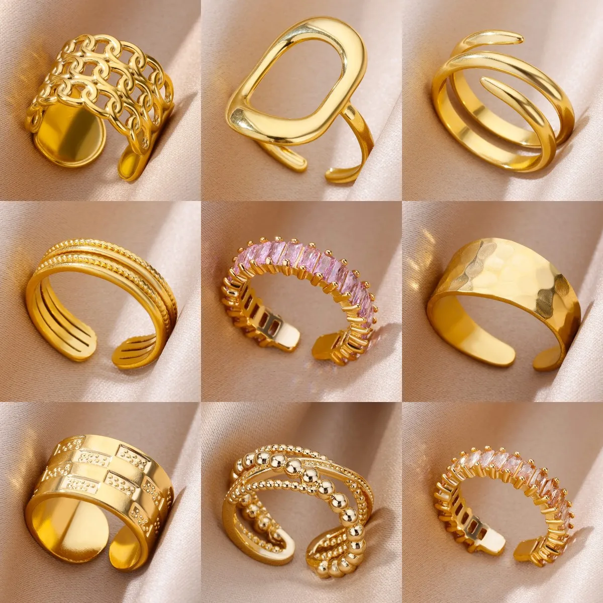 Stainless Steel Rings for Women Gold Color Never Fade Luxury Classic rings wedding couple rings Jewelry Free Shipping