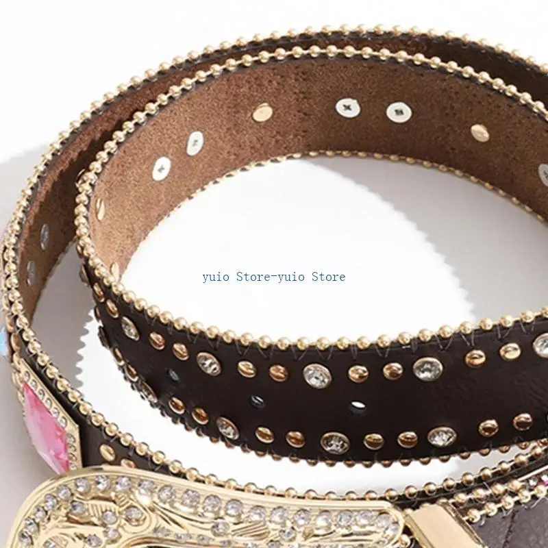 X7XB Elegant Relief Pattern Buckle Waist Belt for Adult for Jeans Skirt
