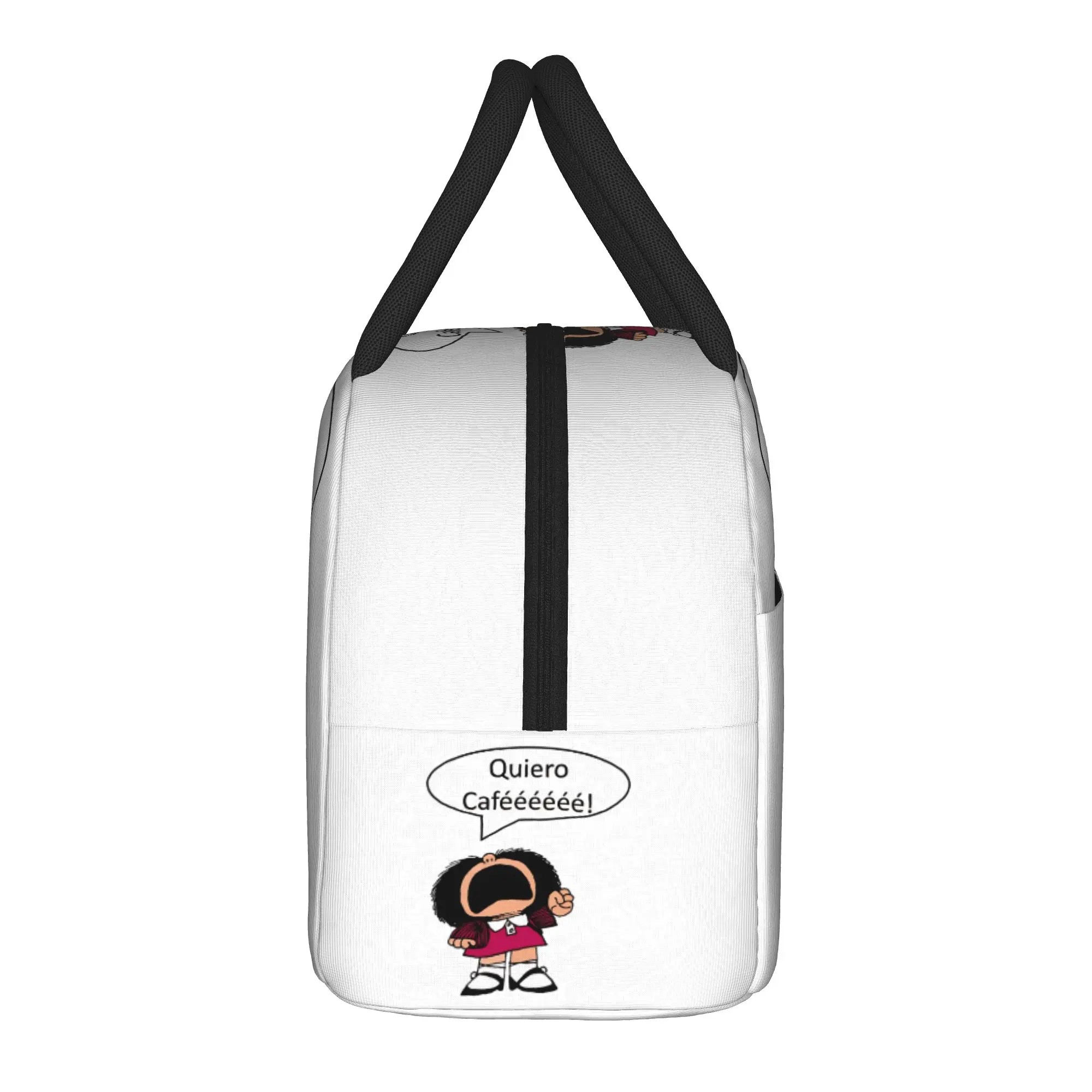 Mafalda Coffee Lunch Bag  Fashion Lunch Box For Women Outdoor Picnic Convenient Cooler Bag Oxford Print Thermal Lunch Bags