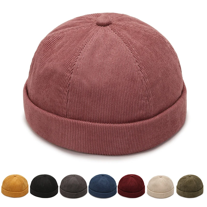 Vintage Docker Cap Brimless Hat Breathable Beanie Hats Cotton Retro Adjustable Literary Landlord Sailor Cap Women Hip Hop Hat