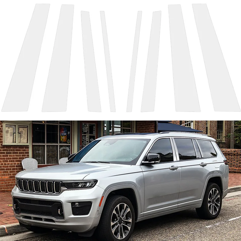 8Pcs Car Pillar Post Molding Trim Cover Stickers For Jeep Grand Cherokee L (WL75) 2021 2022 2023 2024 Auto Exterior Accessories