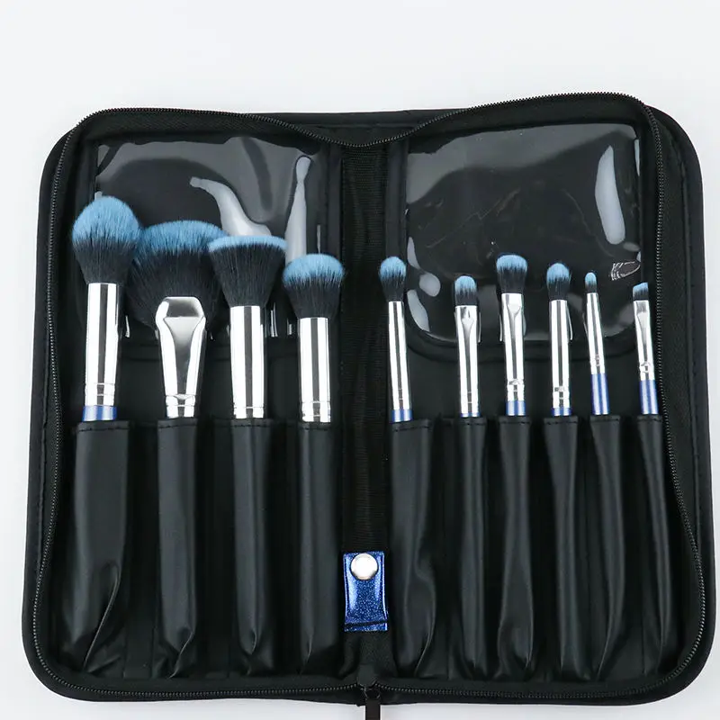 Hot Products 10PCs luxury makeup brush set blue wooden makeup brushes accept custom logo profession vegan makeup brush