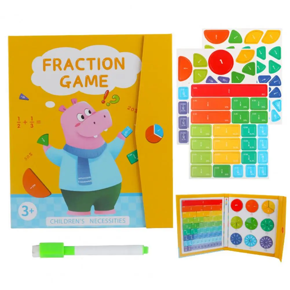 

Fraction Manipulation Set Fraction Learning Kit Educational Magnetic Fraction Book with Tiles Circles for Elementary Students