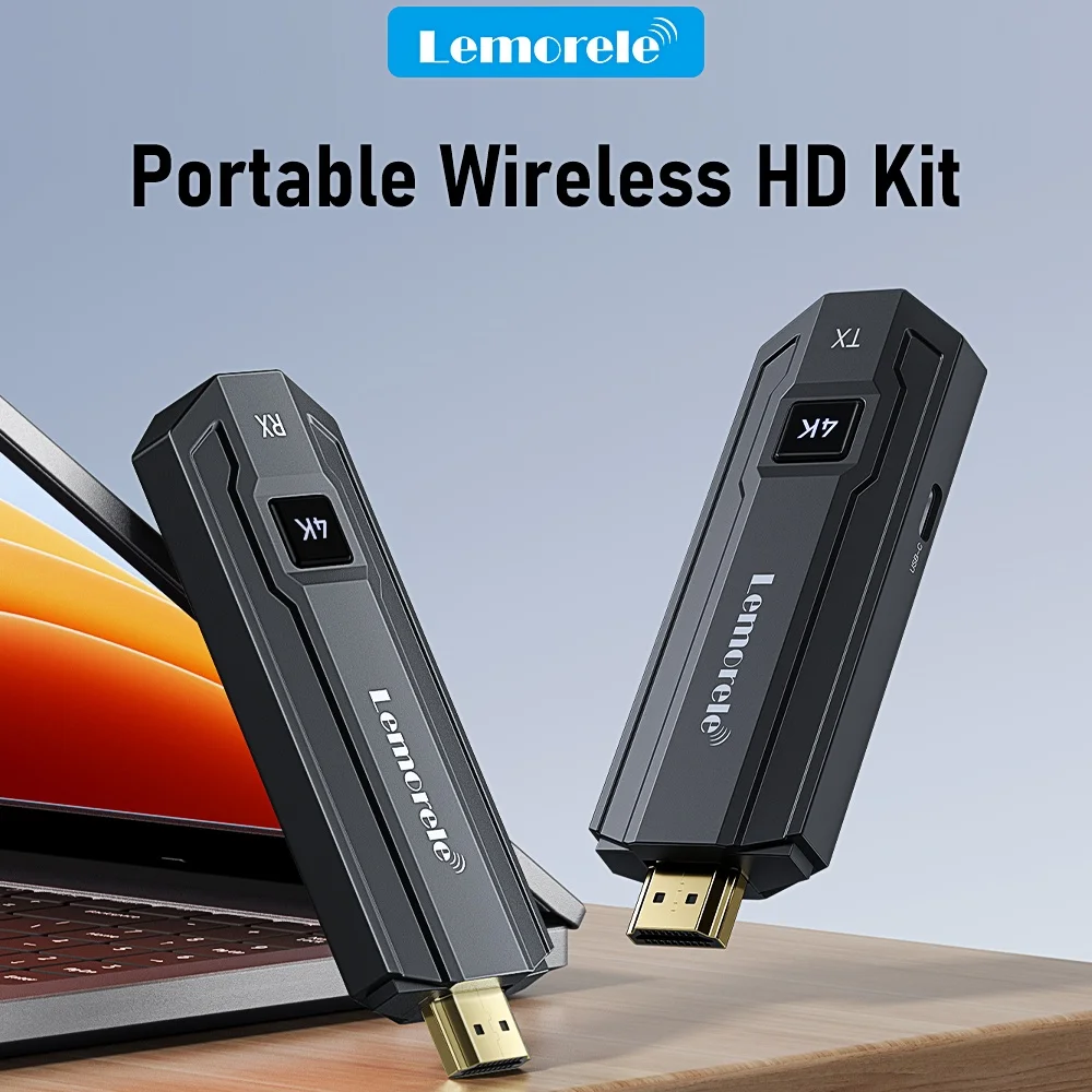 Lemorele 4K Wireless HDMI Sender und Empfänger Plug & Play 50M Video-Transceiver für PC TV Kamera Projektor Heimkino
