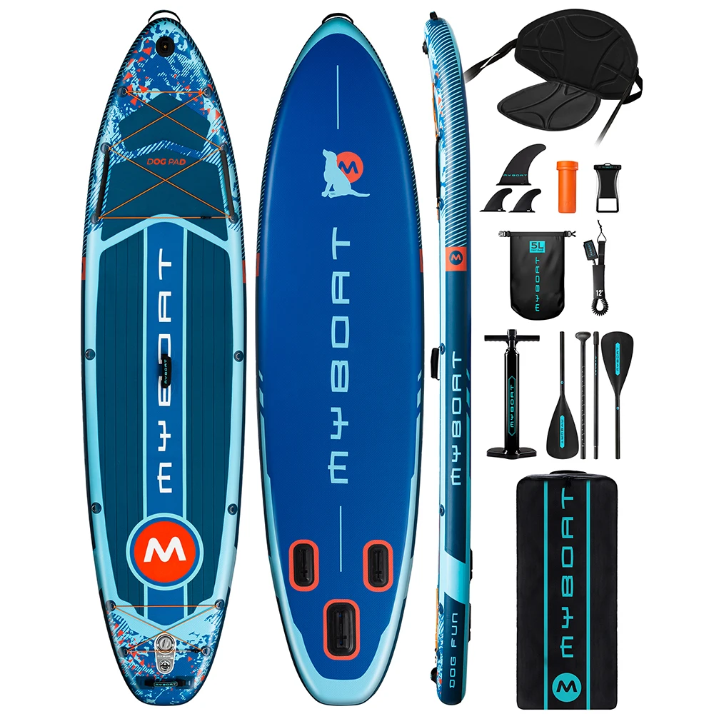 

Myboat Doggy Pro SUB Waterproof Inflatable Paddle Board 11'6''x34''x6'' Adult Standing Style Aquatic Fishing W Accessories SUP