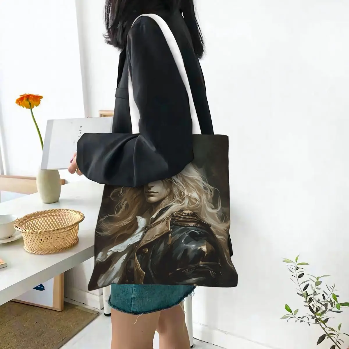 حقائب تسوق Alucard Castlevania قابلة للطي من القماش The Tote حقيبة كتف نسائية للسفر #5