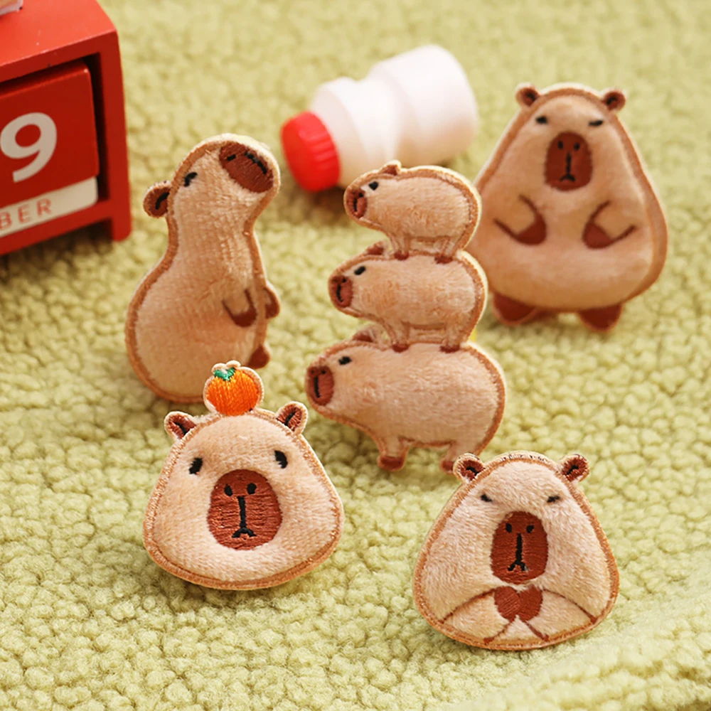 1-teilige süße Capybara bestickte Kleidungsaufnäher für Kleidung, Patch-Stoffaufkleber – Detail 5