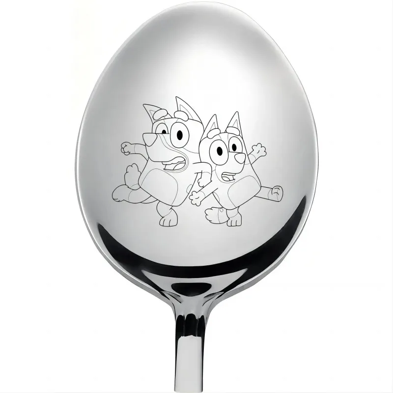 Cartoon Dogs Blueyed Spoon Kawaii Bingoes Family Stainless Steel Ladle Home Food for Children Tableware Spoons Birthday Gifts