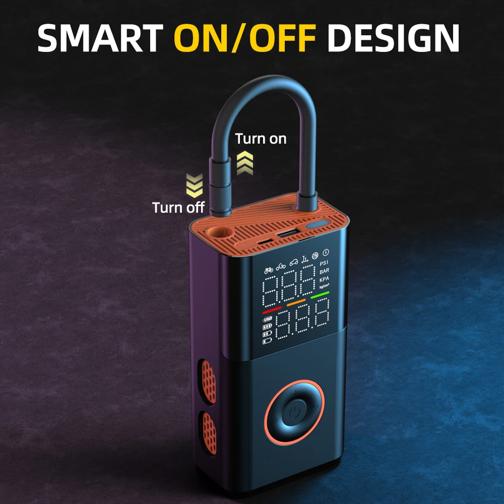 

YIJU Car Wireless Air Pump Tire Inflation Portable Tyre Ball Inflator Electric for Cars Motorcycle Bicycle Color-gradient Light