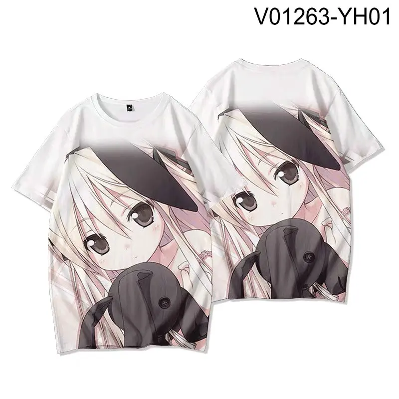 T-shirt imprimé 3D Yosuga no Sora, mode estivale, col rond, manches courtes, jeu japonais populaire, streetwear, grande taille